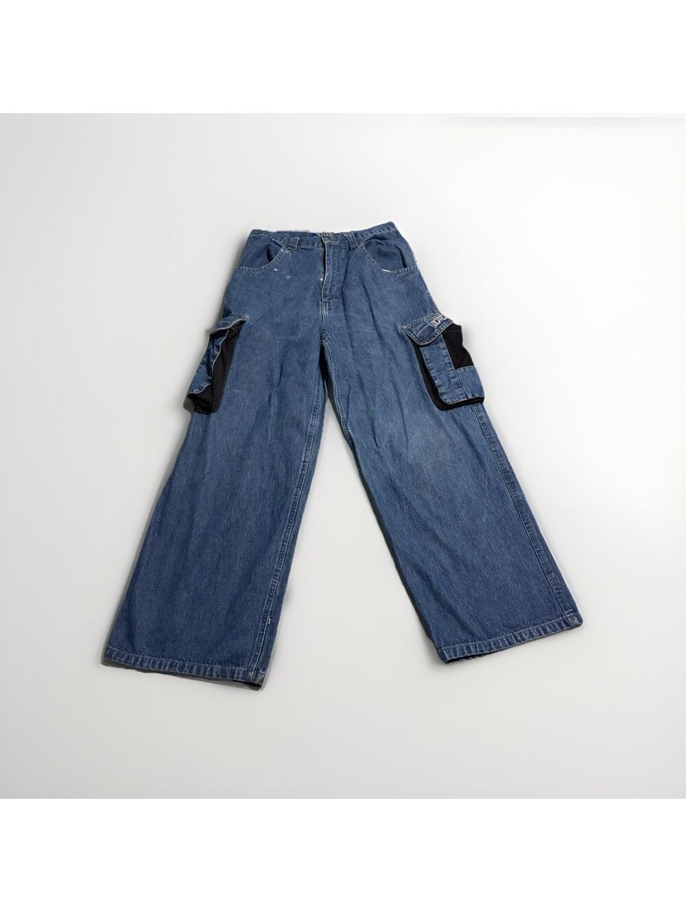 Lee Pipes Mens Blue Denim High Performance Cargo Jeans Sz Large